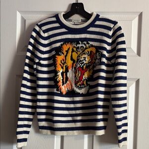 Striped Tiger Sweater - Navy and White